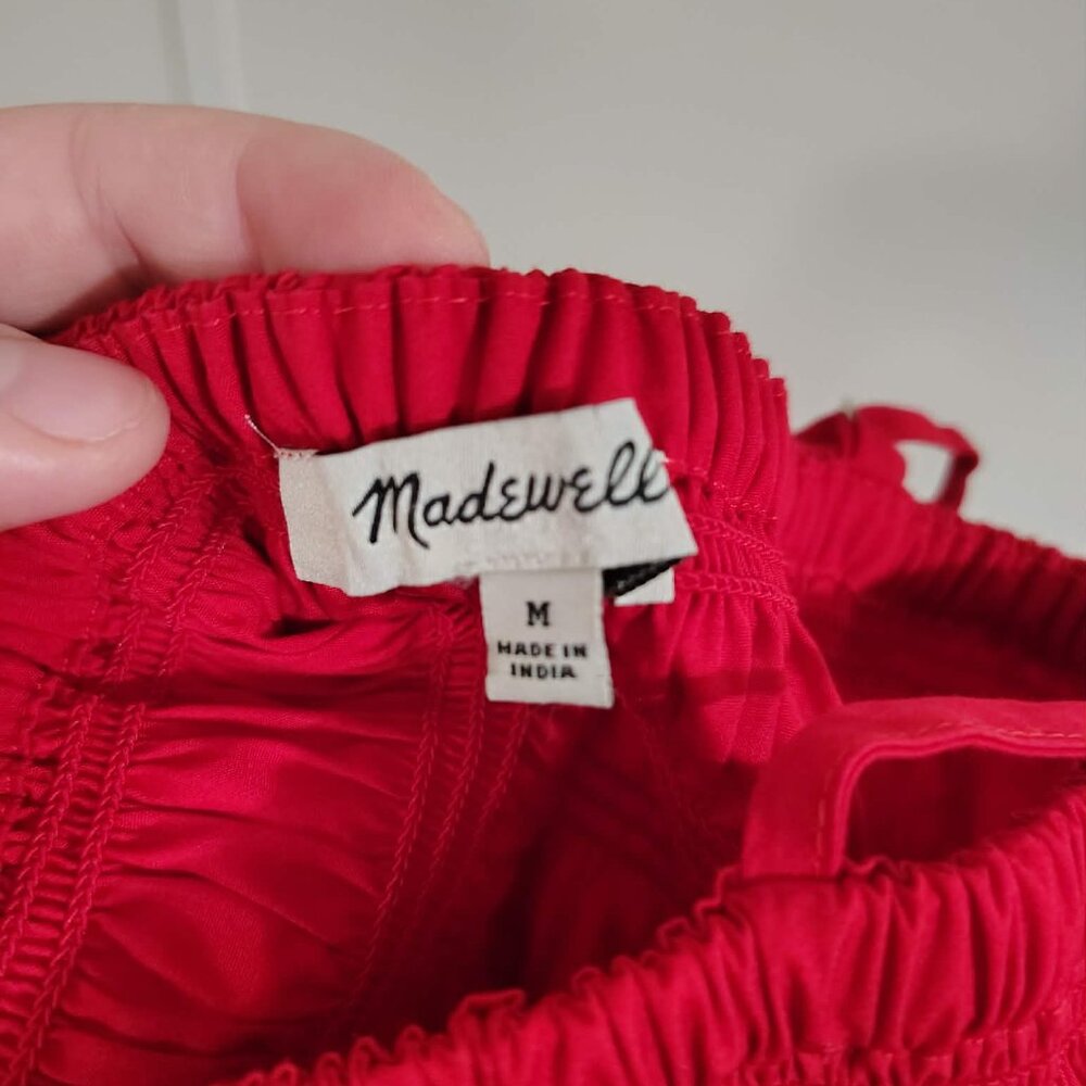 Madewell Poplin Smocked Dress in Red M - Picture 4 of 9